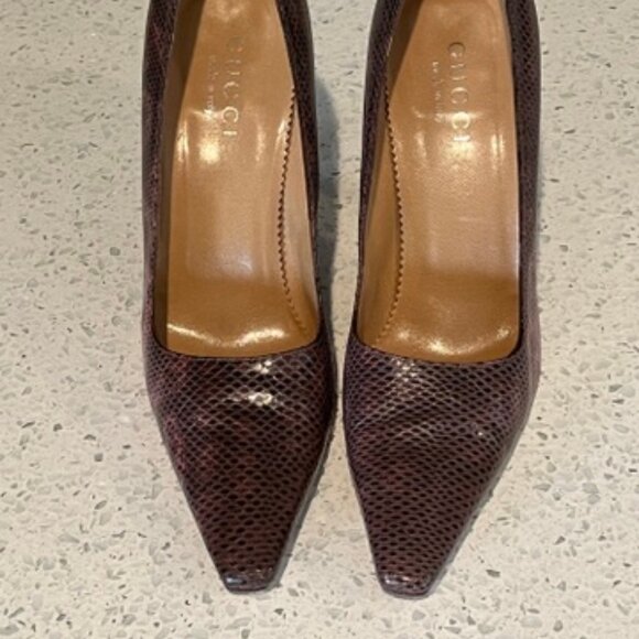 GORGEOUS Gucci Snakeskin Heels/Pumps - VINTAGE 1990's in AMAZING SHAPE - Sz 7B - Picture 4 of 11